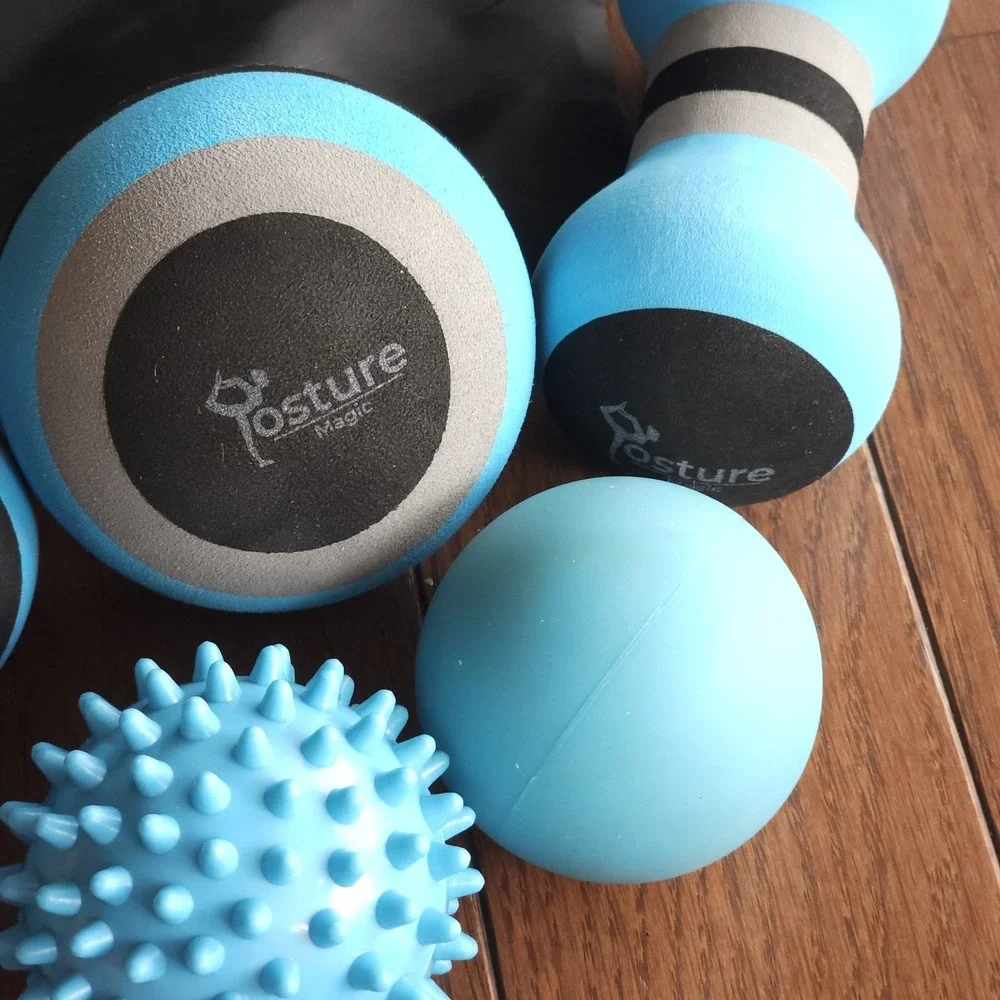 Posture Magic 6pc Massage Ball Set Myofascial Trigger Point Deep Tissue Kit Bag